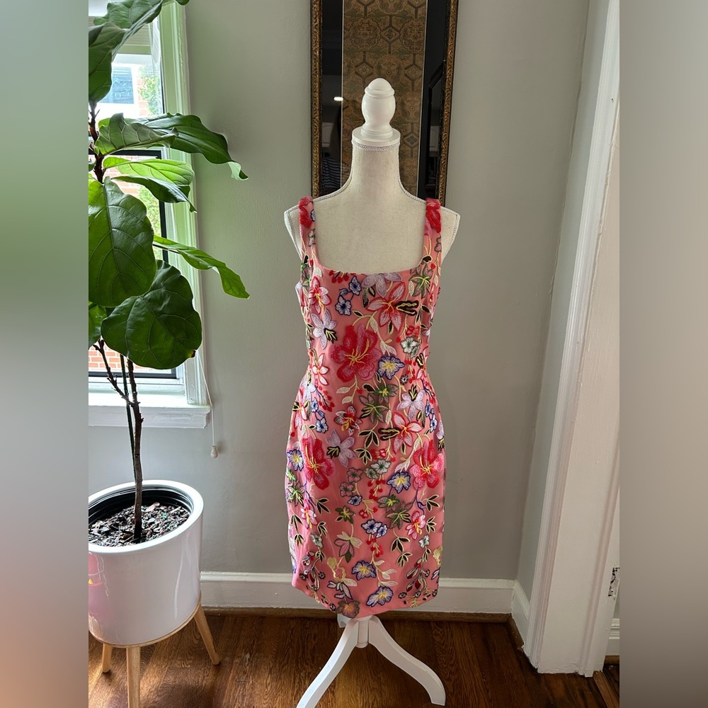 Nicole Miller New York Salmon Floral Dress Size 8
